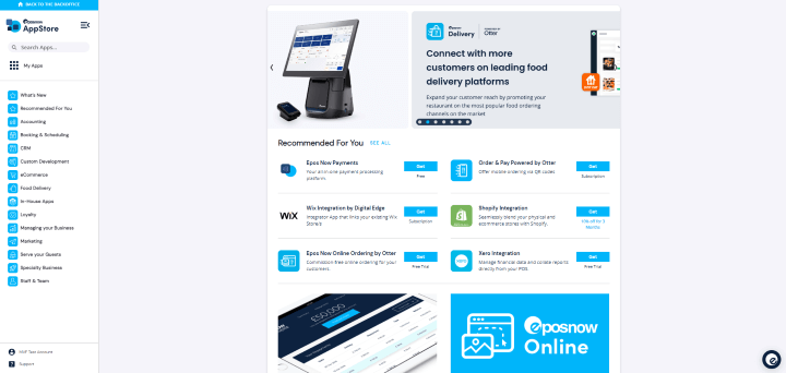 Screenshot of the Epos Now integration page