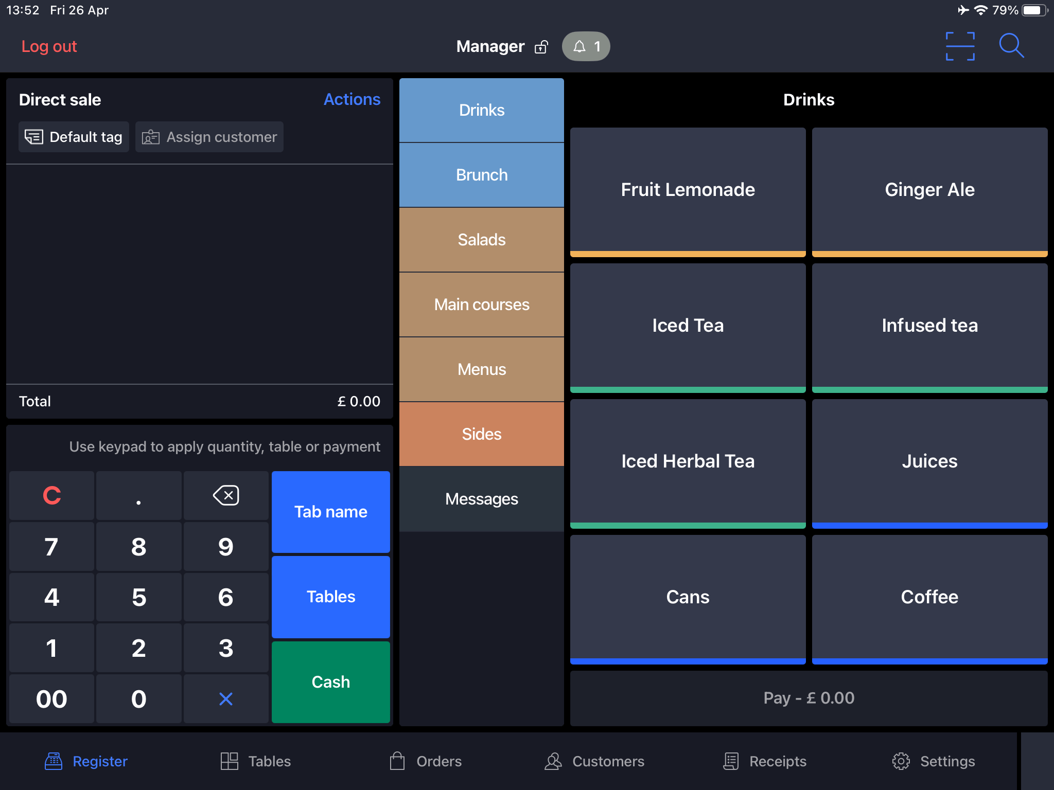 Screenshot of the Lightspeed Restaurant POS home page