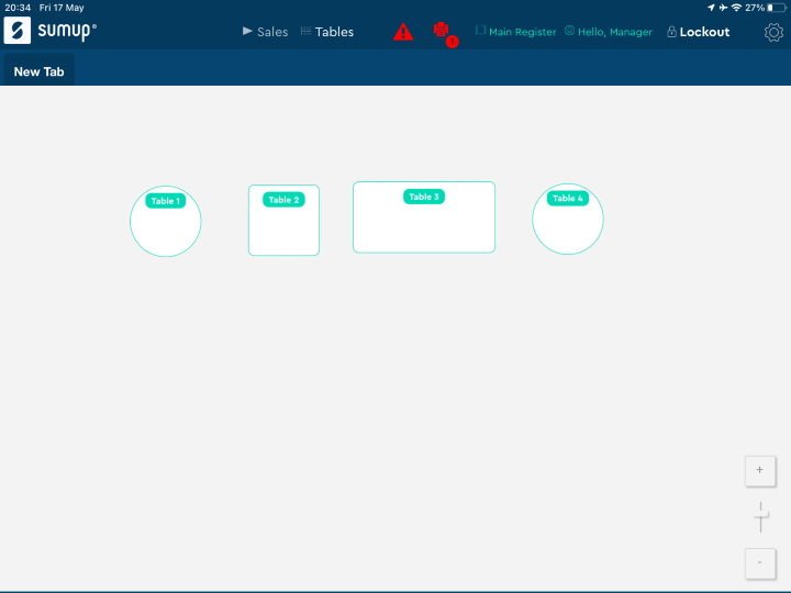 Screenshot of the SumUp table plan page