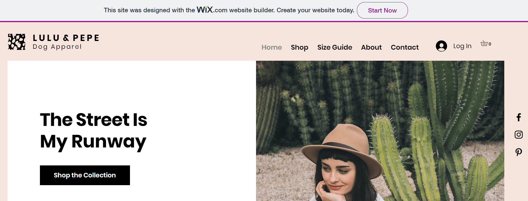 Banner ad at the top of a Wix free plan website